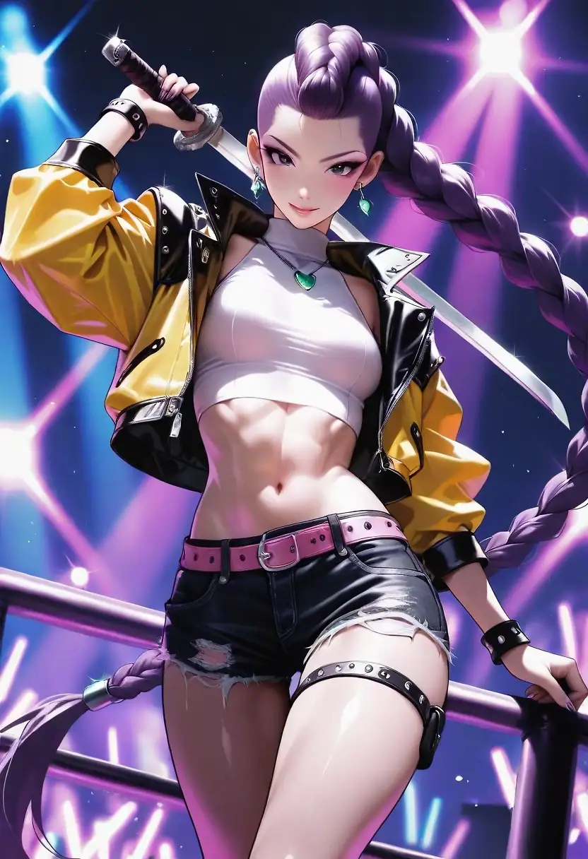 AI art 'Rumi, Zoey, and Mira - KPop Demon Hunters' with user description 'Huntr/x don't miss!  Quick gallery of our heroines from KPop Demon Hunters.  All three have a stage outfit, casual outfit, swimsuit, and nude. All include the "adult female" tag and are depicted 18+.'