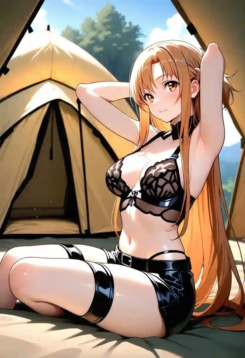 AI art 'Which Outfit? Asuna' with user description 'Asuna and Kirito are going camping but she needs help picking an outfit first? Whichever one gets the most votes in the comments will be used for a storyline post.

Thank you and I hope you enjoy my posts!'