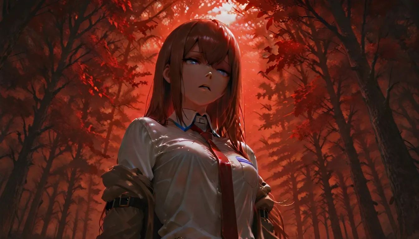 Walking through a red forest