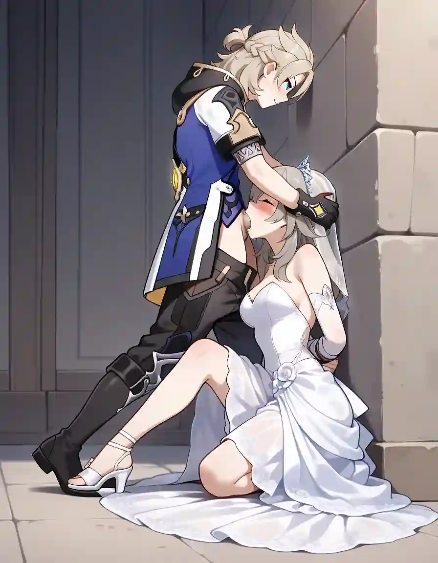 AI art 'Albedo and stelle' with user description 'Oh stelle, your husband can wait just a little longer'