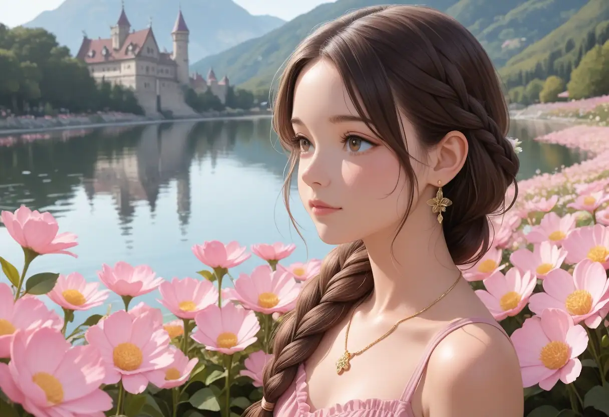 AI art "Old castle by the lake"