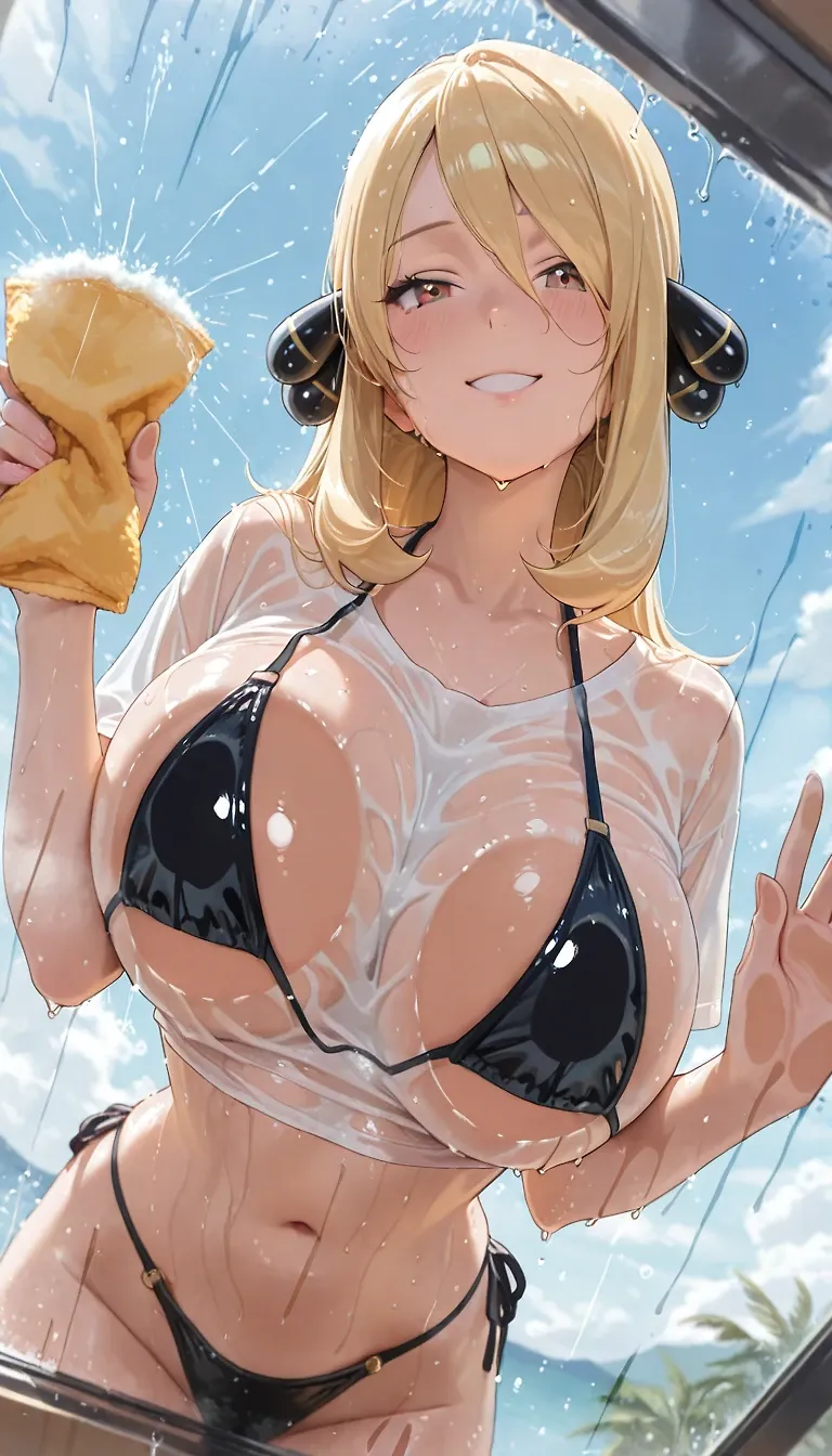 Cynthia gives you a show while she works