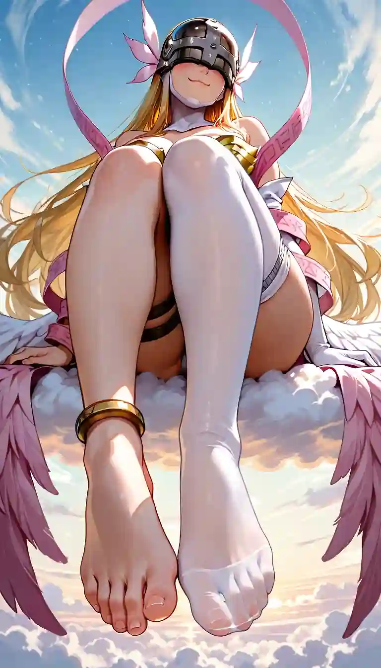 AI art 'Feetdesday Extended! - February 18, 2026' with user description 'When Angewomon descends from the heavens, only pleasure awaits you.'