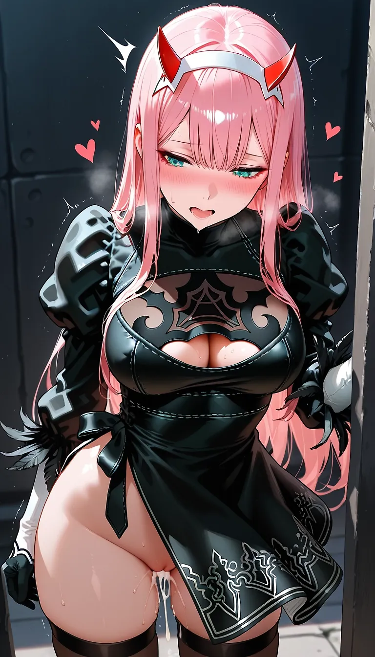 AI art "Zero two x Nier automata" with user description "After a photo shoot, and a little bit of fun!"
