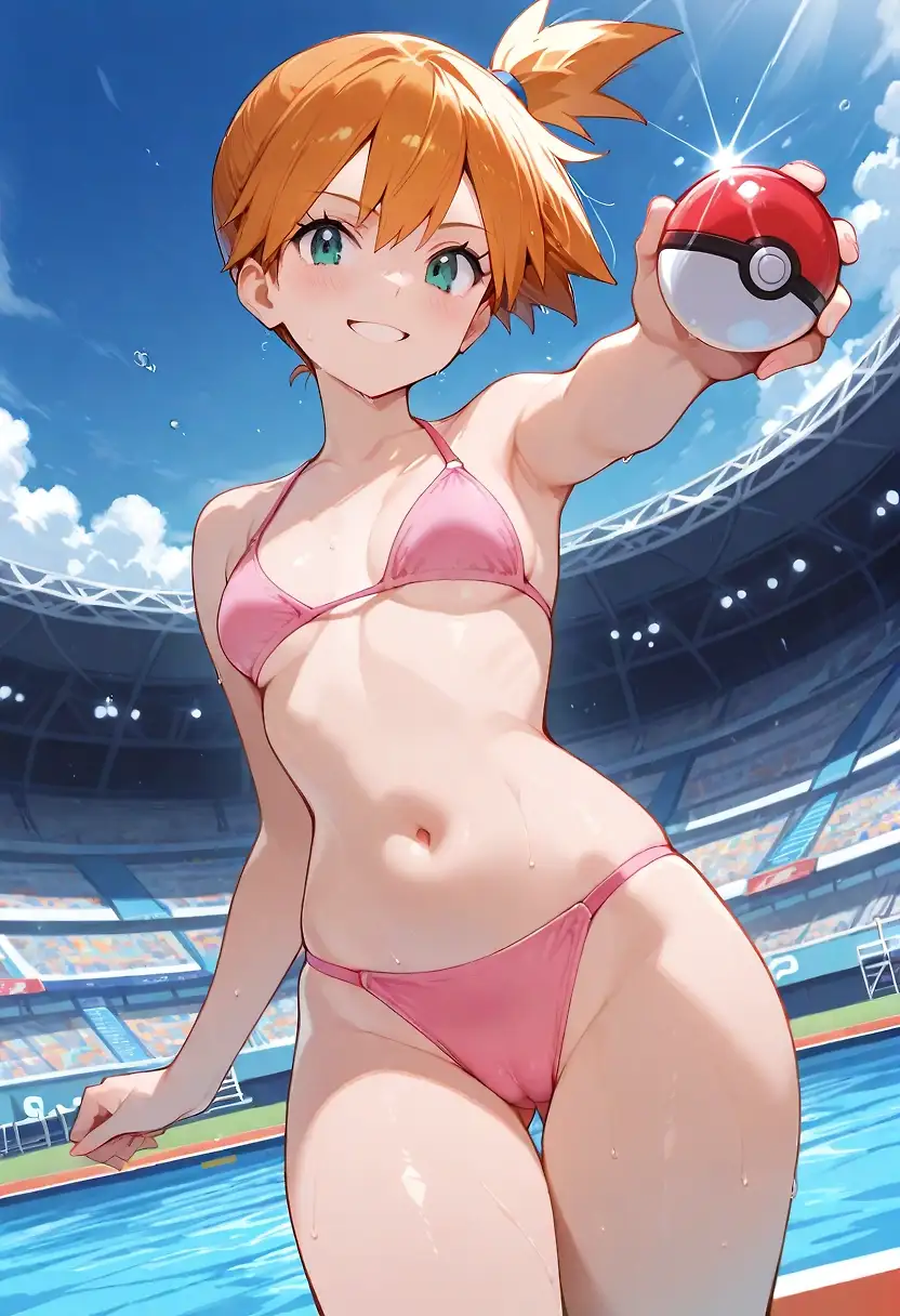 AI art 'Misty Adventures - 009' with user description 'Misty has decided to catch all the pokemon like sasha is doing, but in her own way ...
Misty is in her arena to train her Blastoise to be ready for the people who want the water badge from her, but her blastoise has something else in mind than fighting today ... and misty is not against some fun neither.'