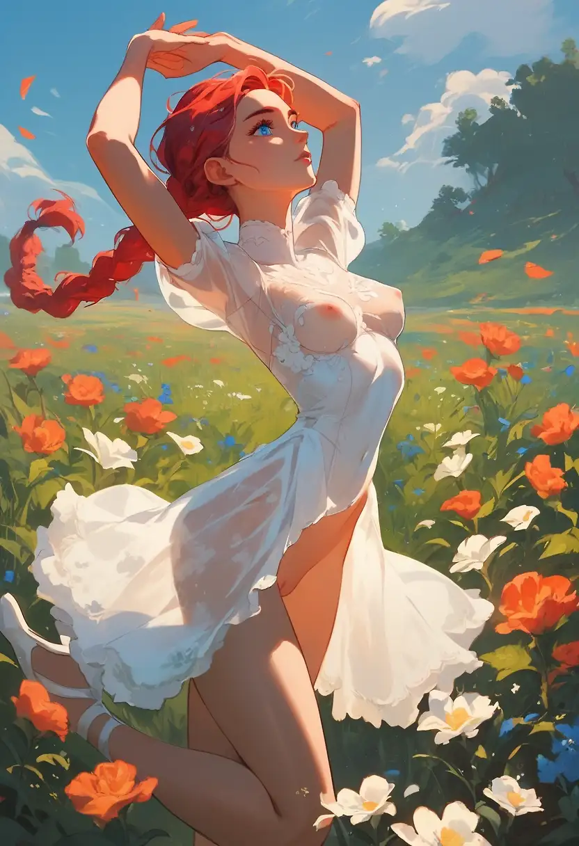 AI art "Red M Dancing"