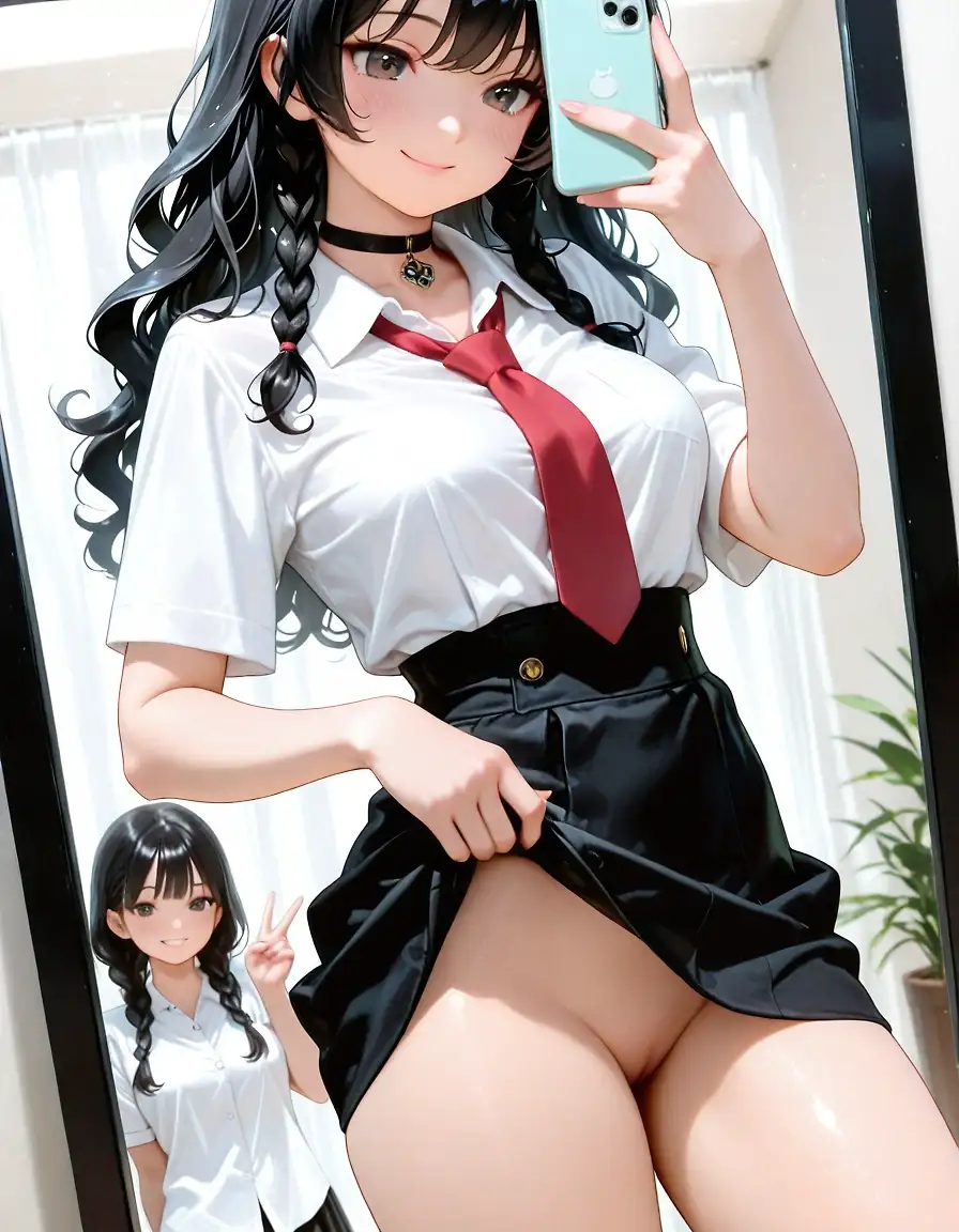 AI art 'Naughty girl' with user description 'Do you like her? She doesn't have a name but be sure you'll see her again.'