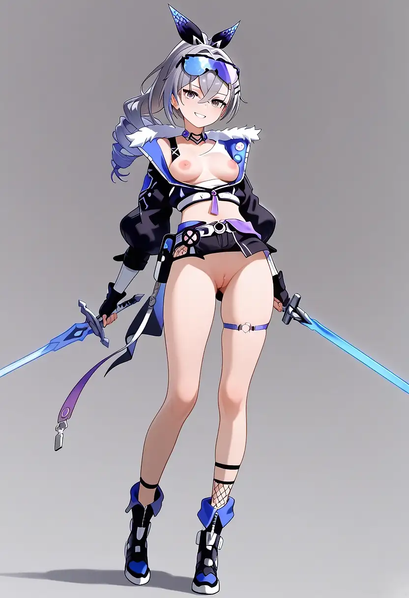 AI art 'Bleach' with user description '*sigh* what anime have you invaded now silver wolf? Bleach? Wait please tell me that's not a zanpaktou. Oh gods it is? Someone help us she has got a zanpaktou. Whats that? You hacked it to be able to use it o.o' uh...oh'