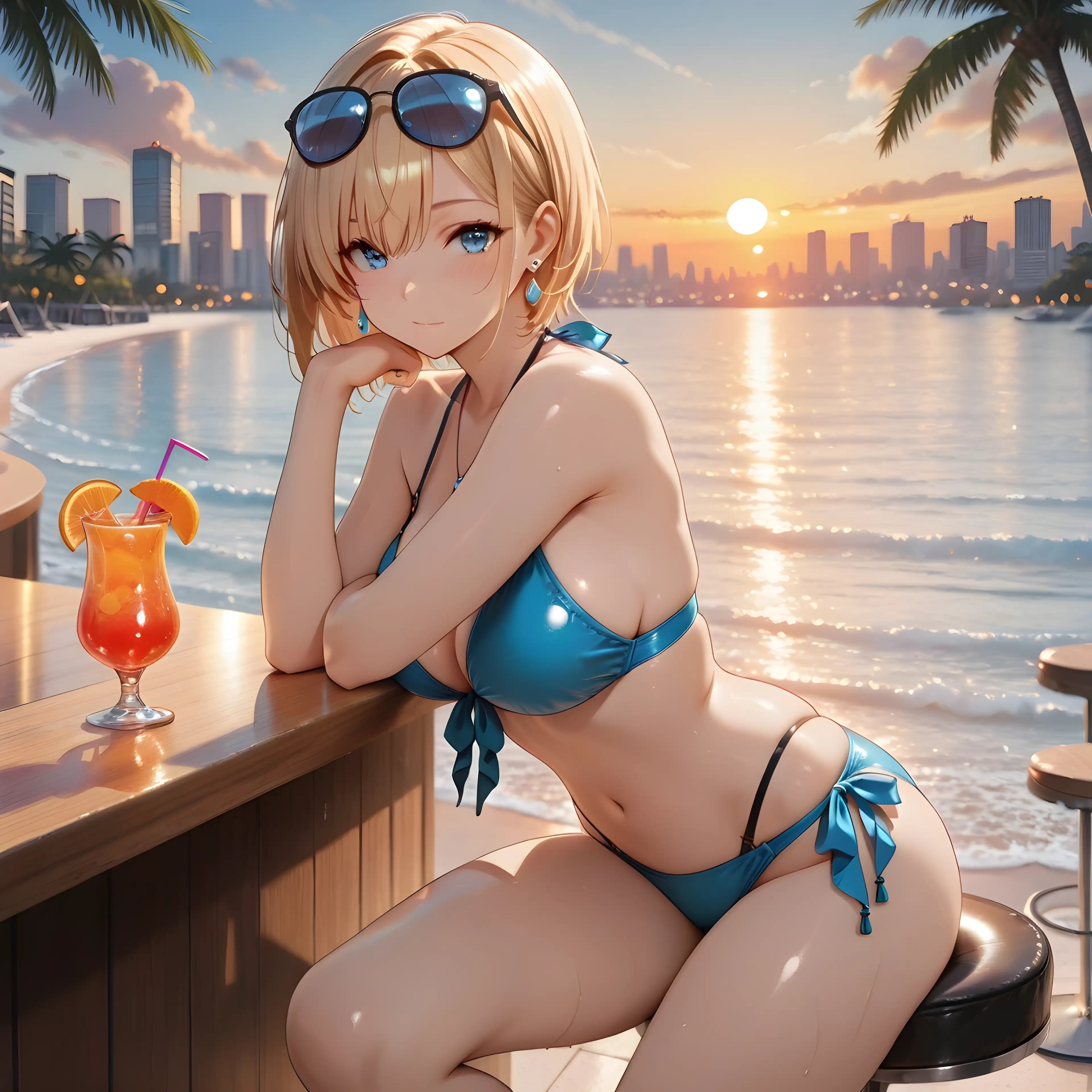 AI art 'Lucy enjoys life' with user description 'Cheers to the weekend! Enjoy life, whether it’s at the beach, with a drink, or whatever else you’re in the mood for ☀️🍹
@gildenstein @octavian @peterco @warmicestudios @bad77 and all the rest of you too, life’s there to be enjoyed! ❤️'