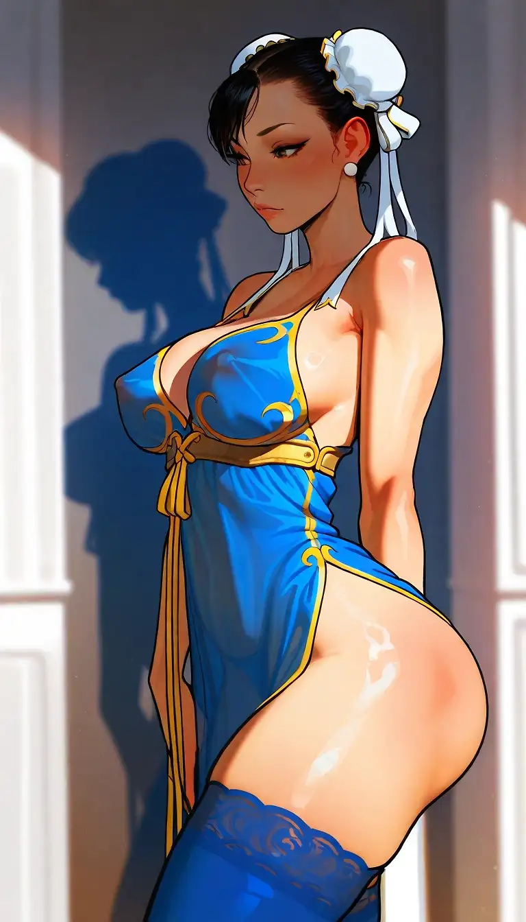 AI art 'Chun-Li in blue lingerie'