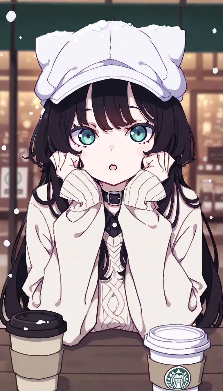 AI art 'have a coffee with momo'