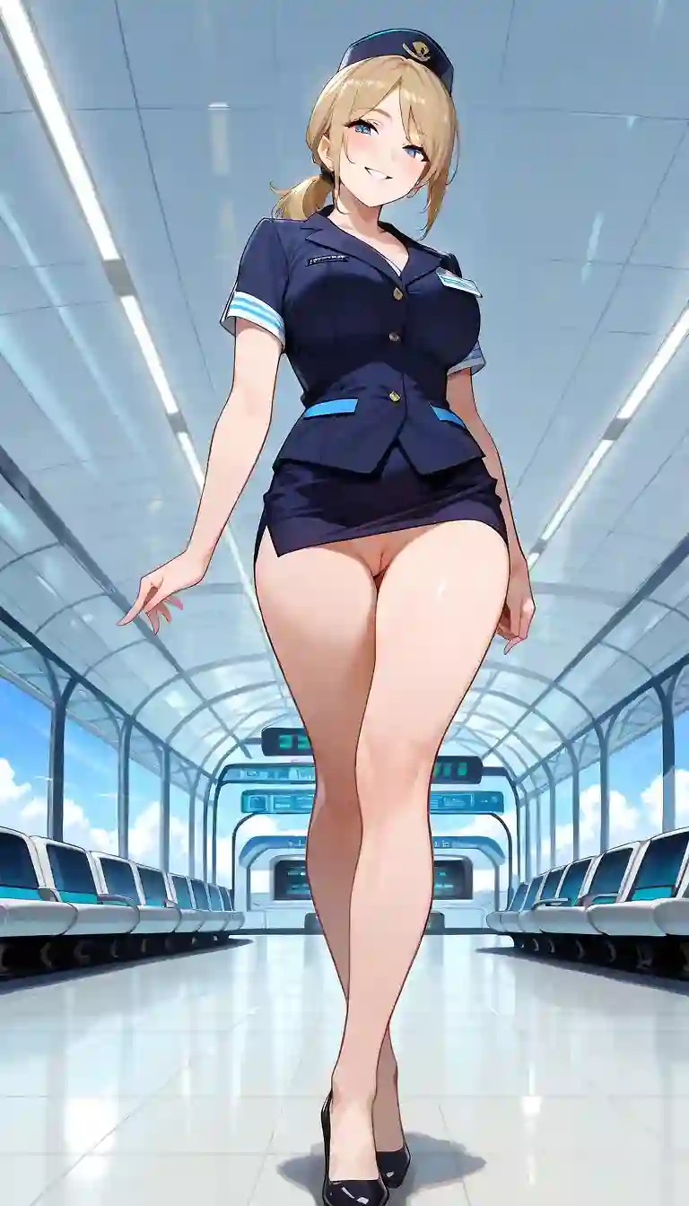 AI art 'VIP Pt. 1' with user description 'Sir, Your flight is boarding soon, and I'd hate for you to miss it. If you wouldn't mind following me, I'll guide you right there 🛫😏'