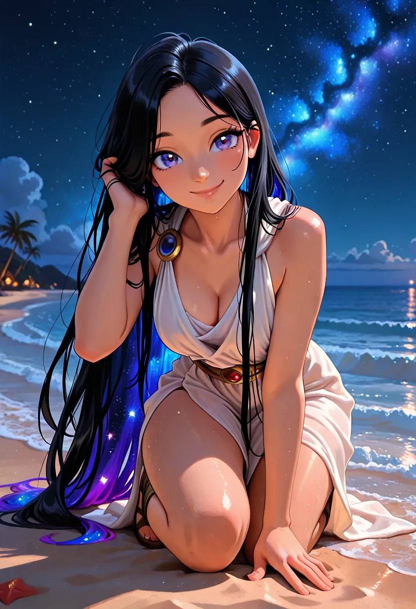 Hera took a walk at the beach.