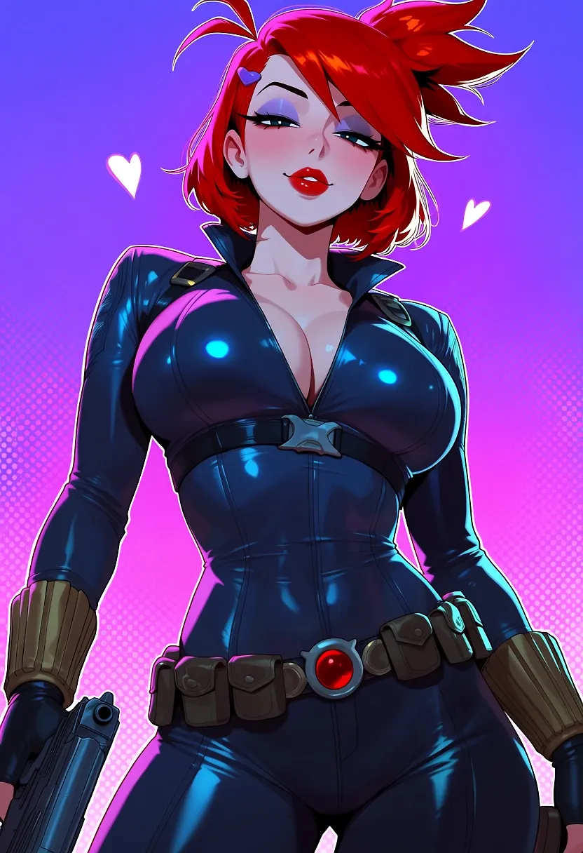 AI art "Frankie Foster: Black Widow cosplay" with user description "Marvel Rivals cosplay"