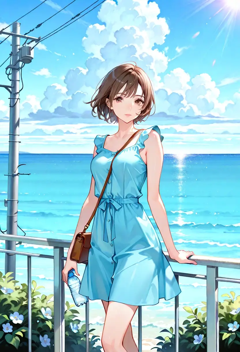 AI art "Walking along the beach road"