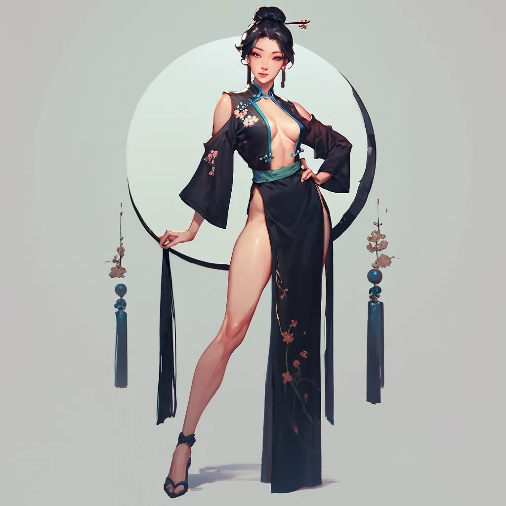 AI art "Sexy Chinese" with user description "I finally found the name that matches her presence: Ling-Xiu.

She represents the peak of Chinese elegance—a mix of spiritual grace and refined beauty. In this series, Ling-Xiu shows us that power isn't always loud; sometimes it’s found in the intricate embroidery of a Qipao and the steady, confident gaze of a woman who knows her worth.

From the soft artistic strokes to the most detailed realism, Ling-Xiu remains a symbol of timeless tradition. Welcome to her court.

Let me know which is your favorite style for her."