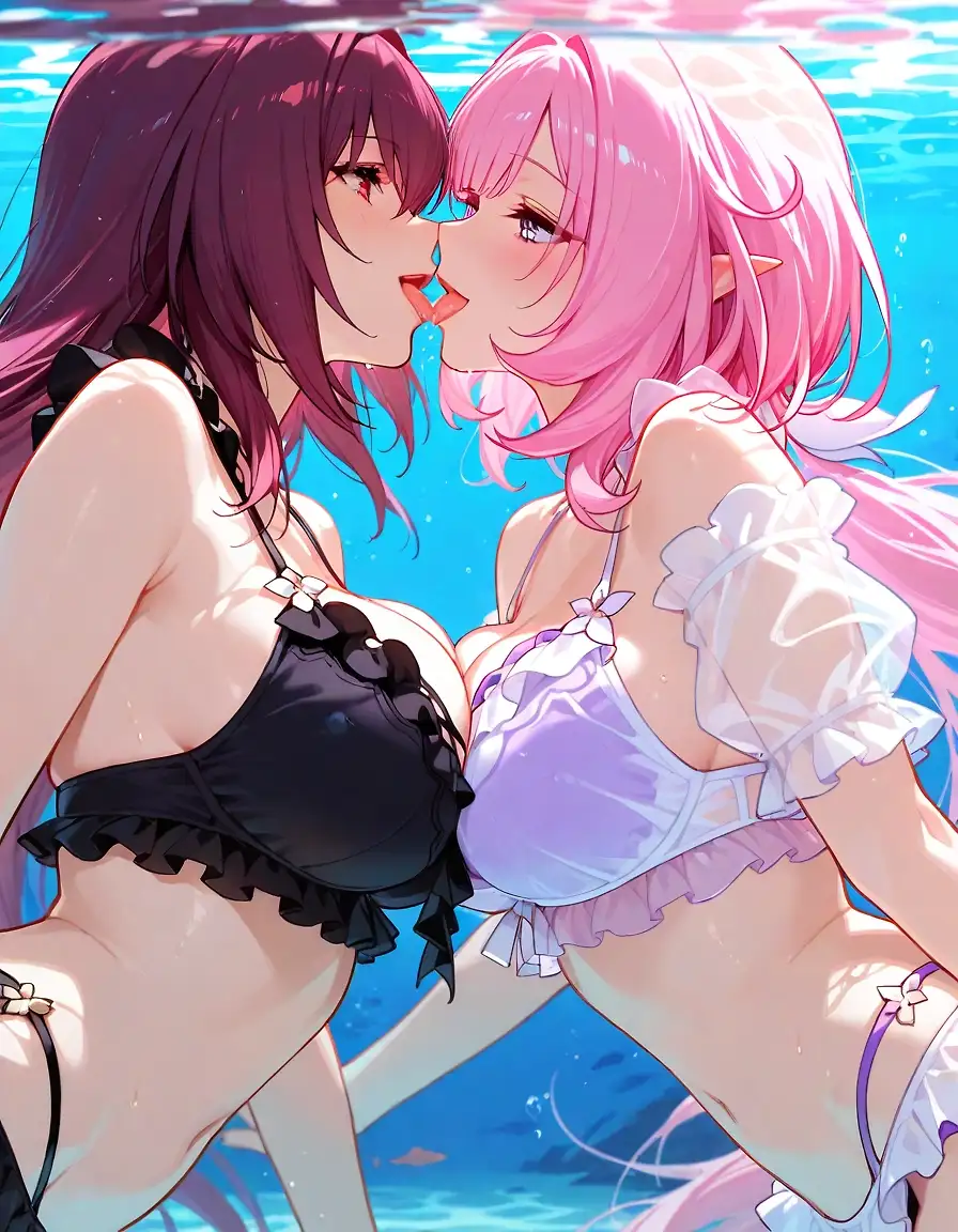 AI art 'Scathach & Elysia underwater'