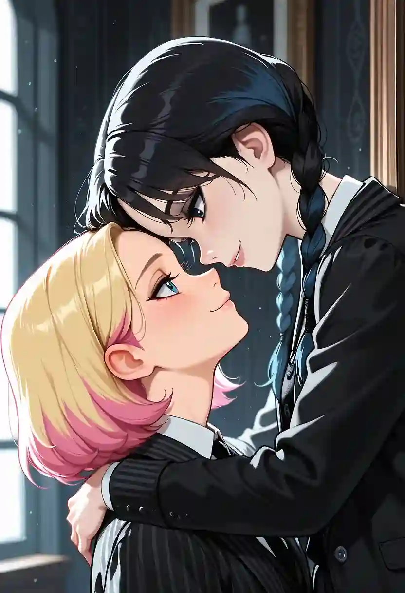 AI art 'Enid and Wednesday's study session'