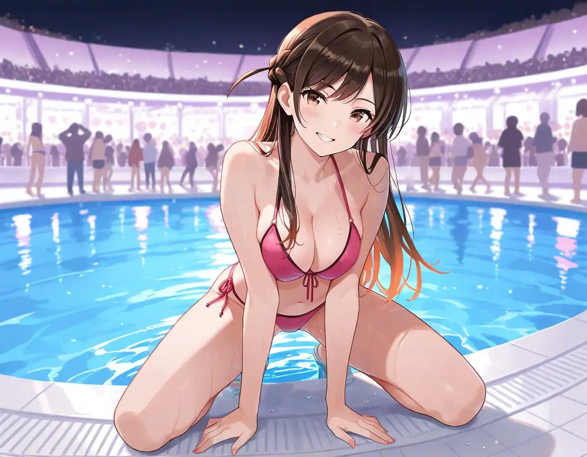 AI art "Mizuhara Chizuru - A day at the pool"