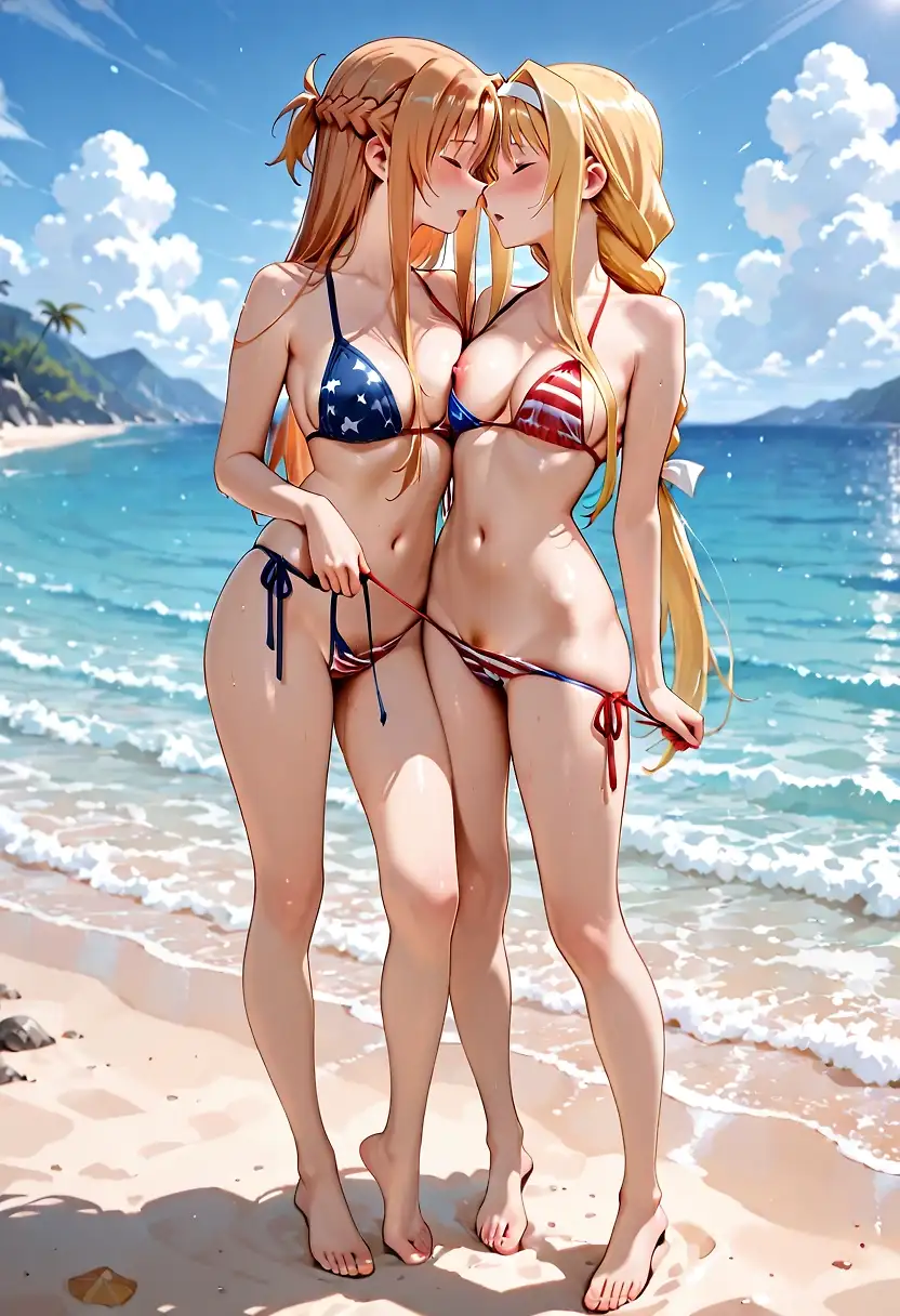 AI art 'Asuna and Alice celebrating the 4th'