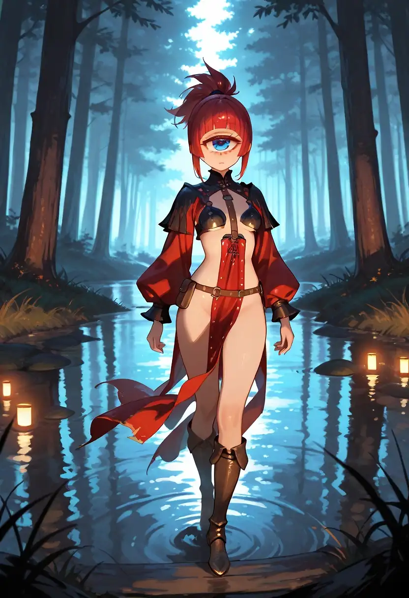 AI art '"THE KINGDOM OF GEFZELL." Chapter 1. Poly.' with user description 'When the old king died of illness, the new king "Mirto."  
As soon as he came to power, he ordered his legionaries to go out and capture a young woman of every species that exists in the kingdom and its surroundings, and so it was that he awaited the hunt of different species. People say that the king wants to create an exotic harem. Poly, who always took a bath in the lake closest to the kingdom, was one of the first young women to be captured.'