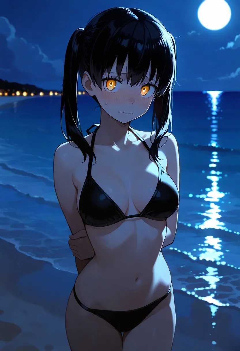 AI art "Tamaki at Night Beach"