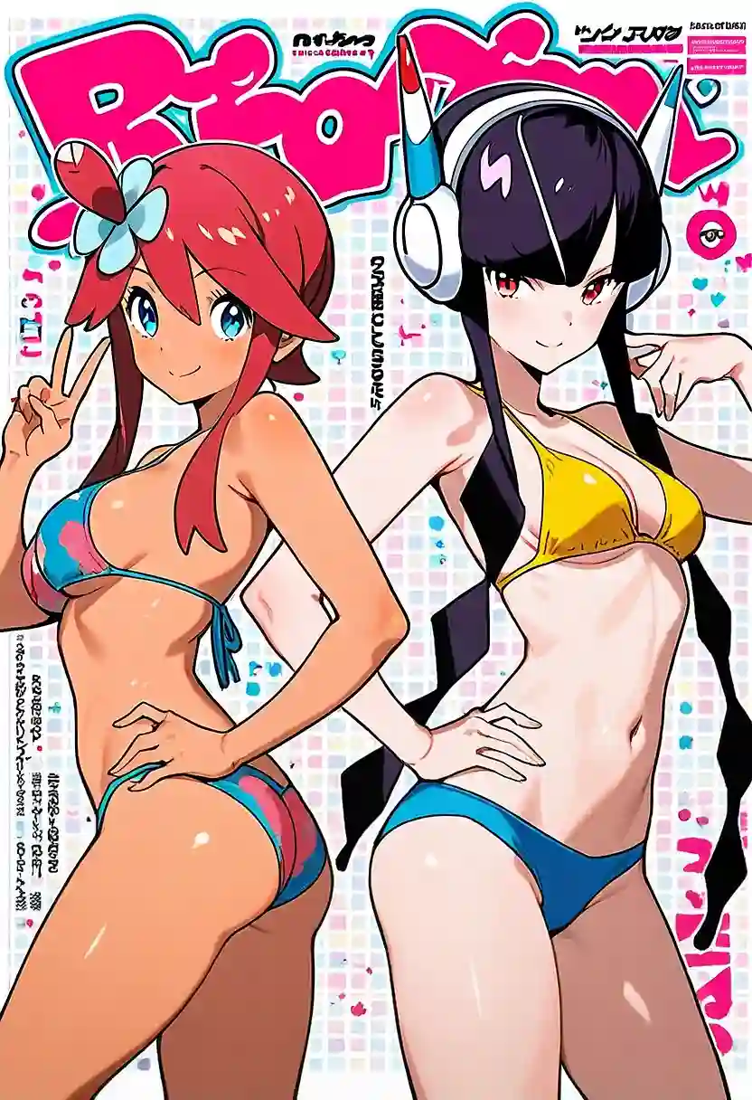 AI art "PokéPop Magazine Cover - Skyla and Elesa"