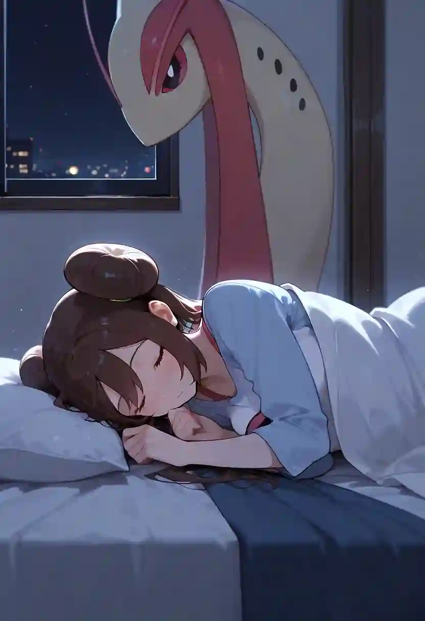 AI art 'Rosa and Milotic's secret [PART4]' with user description 'Best thing to get awaken in the night to have sex :)'