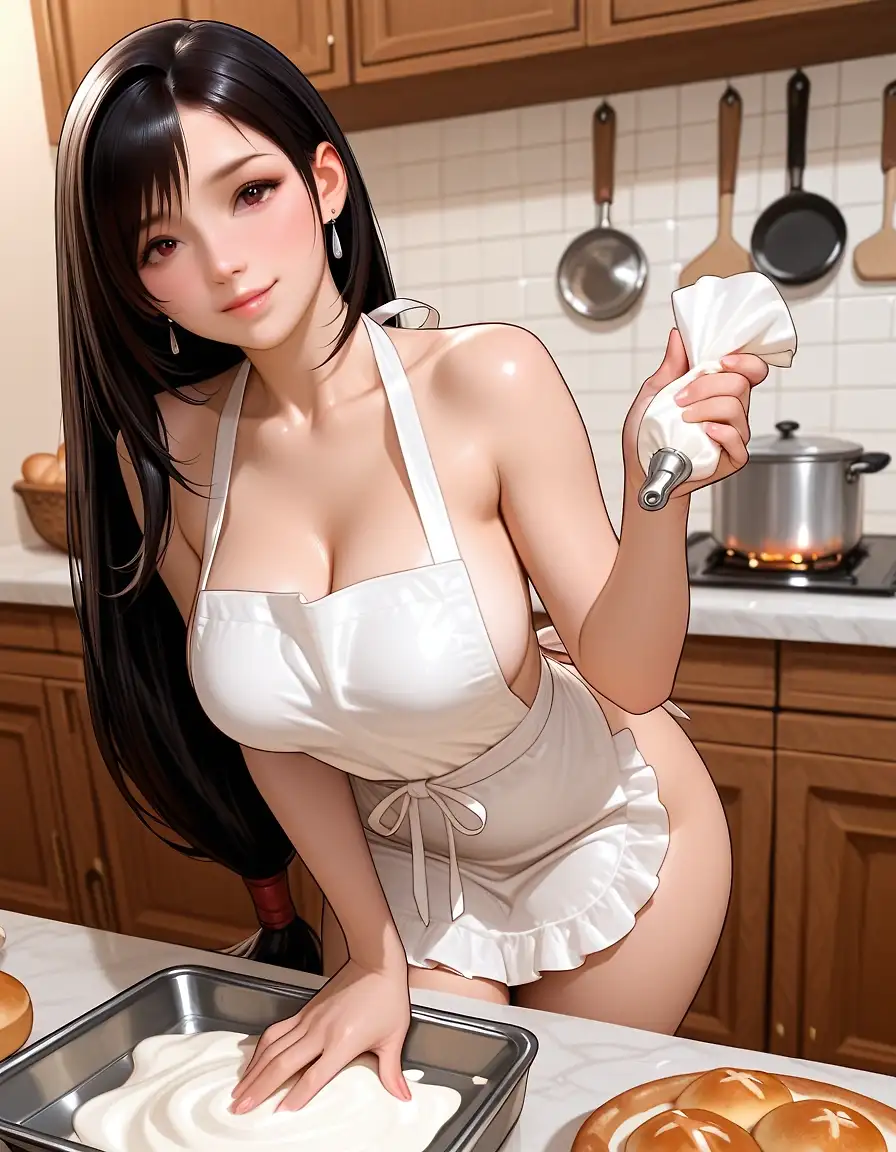 AI art 'Tifa does some creamy baking...'