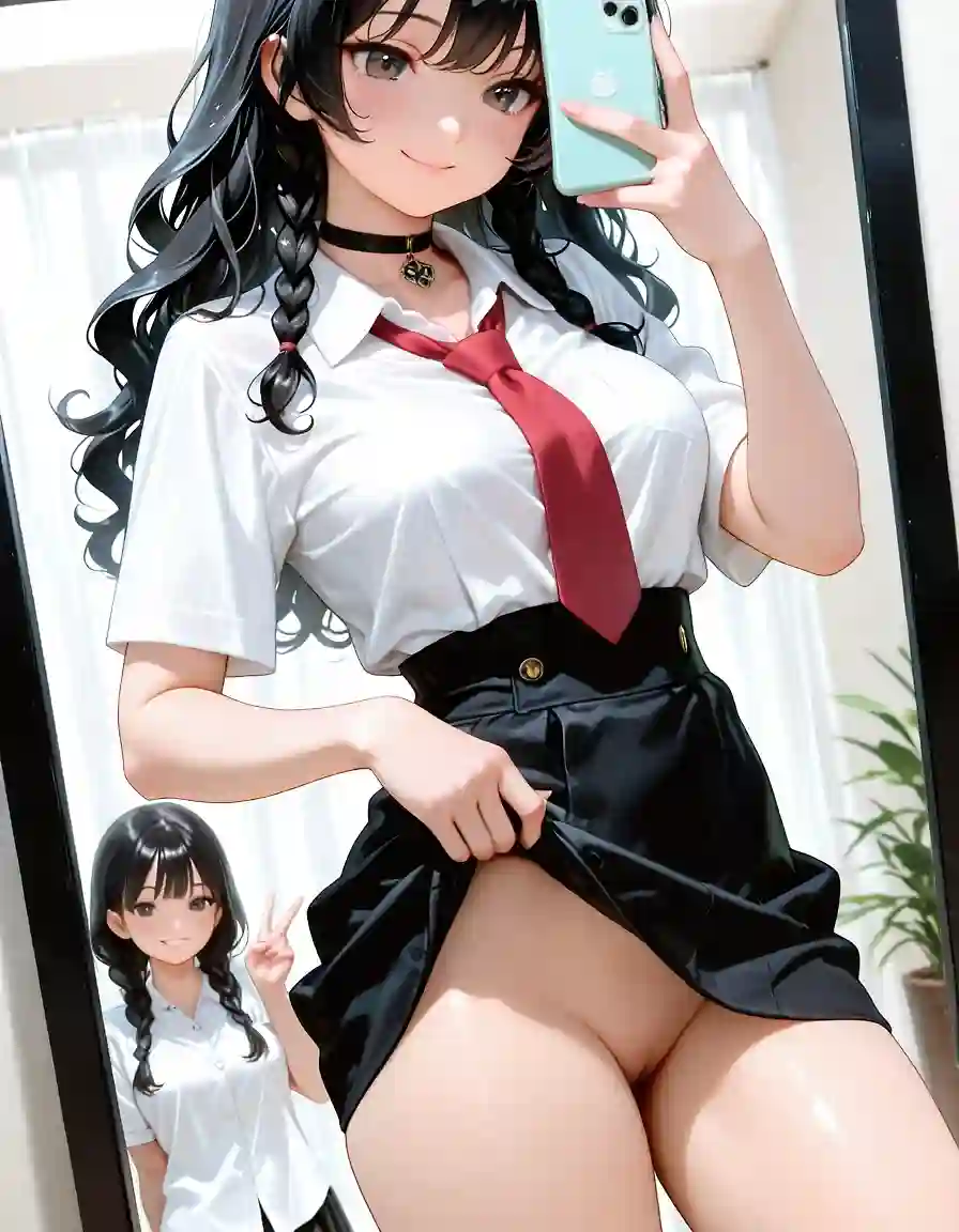 AI art 'Naughty girl' with user description 'Do you like her? She doesn't have a name but be sure you'll see her again.'