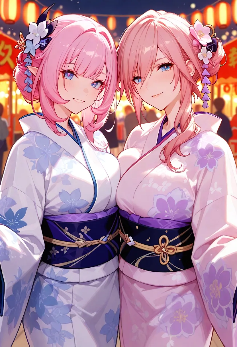 AI art "Elysia & Lightning kimono"